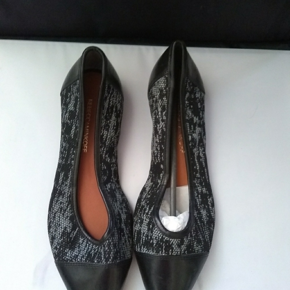 Black and Grey Leather Flat